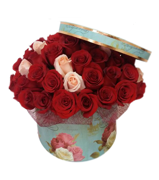 Caja Redonda  con 100 Rosas